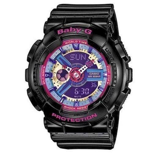 Image of Casio Baby-G sort resin med stål quartz multifunktion (5338) Dame ur, model BA-112-1AER